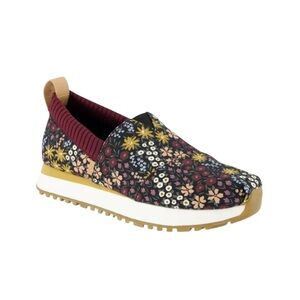 TOMS Black Floral Alpargata Resident Slip-on Sneaker Shoe